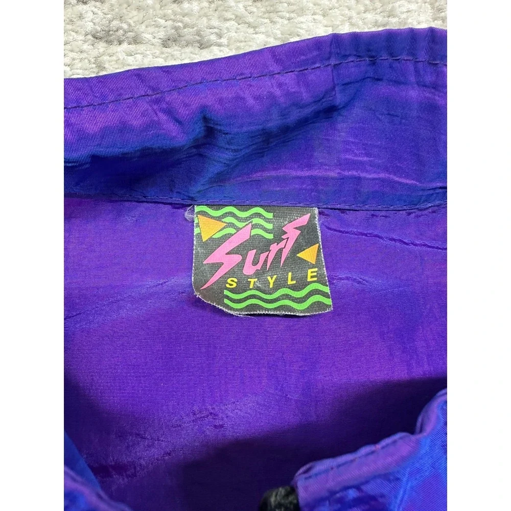 90s Surf Style Windbreaker USA OS Purple La Jolla California 1/4 Zip Retro